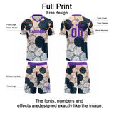 Custom Purple Dark Blue Uniform Jersey Kids Adults Personalized Set Jersey Shirt