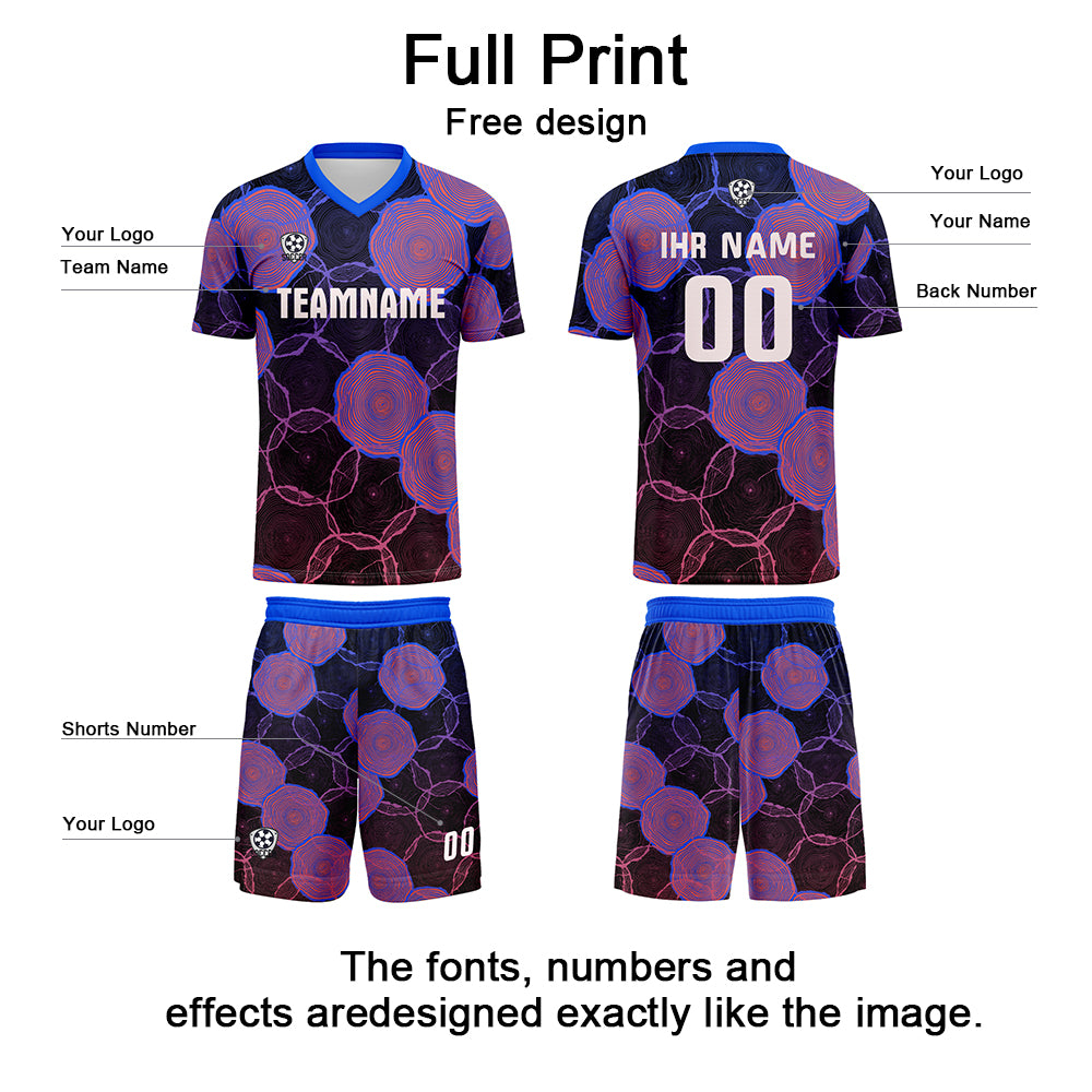 Custom Blue Purple Uniform Jersey Kids Adults Personalized Set Jersey Shirt