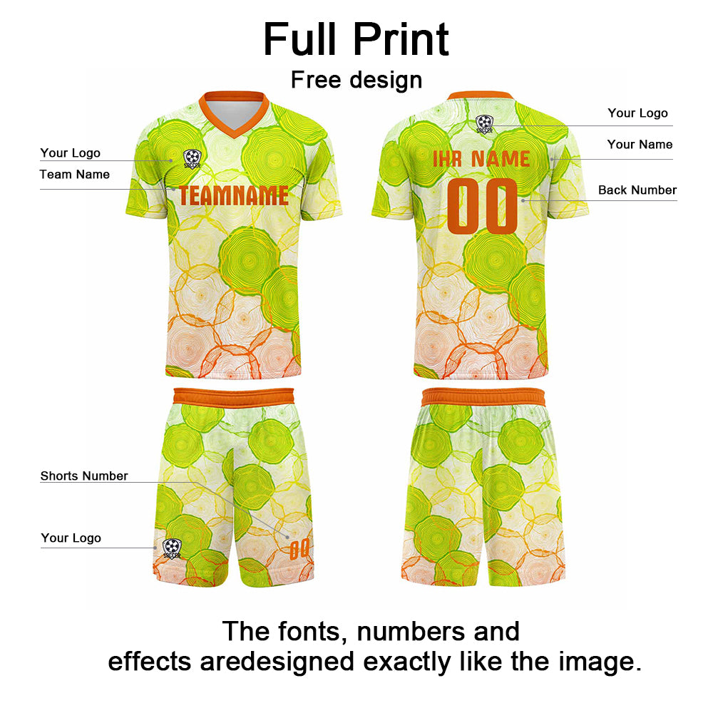 Custom Green Orange Uniform Jersey Kids Adults Personalized Set Jersey Shirt