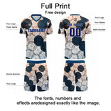 Custom  Dark Blue Orange Uniform Jersey Kids Adults Personalized Set Jersey Shirt