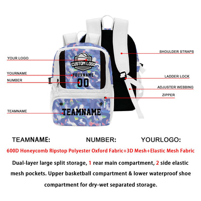 Custom White Basketball Soccer Backpack Personalized Player Names - Numbers & Team Logo #150-BP-0914-0028