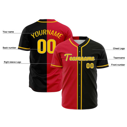 Custom Red Black Hip Hop Baseball Jersey Stitched Printed - Personalized Name Number Shirts #BB-0919-0088