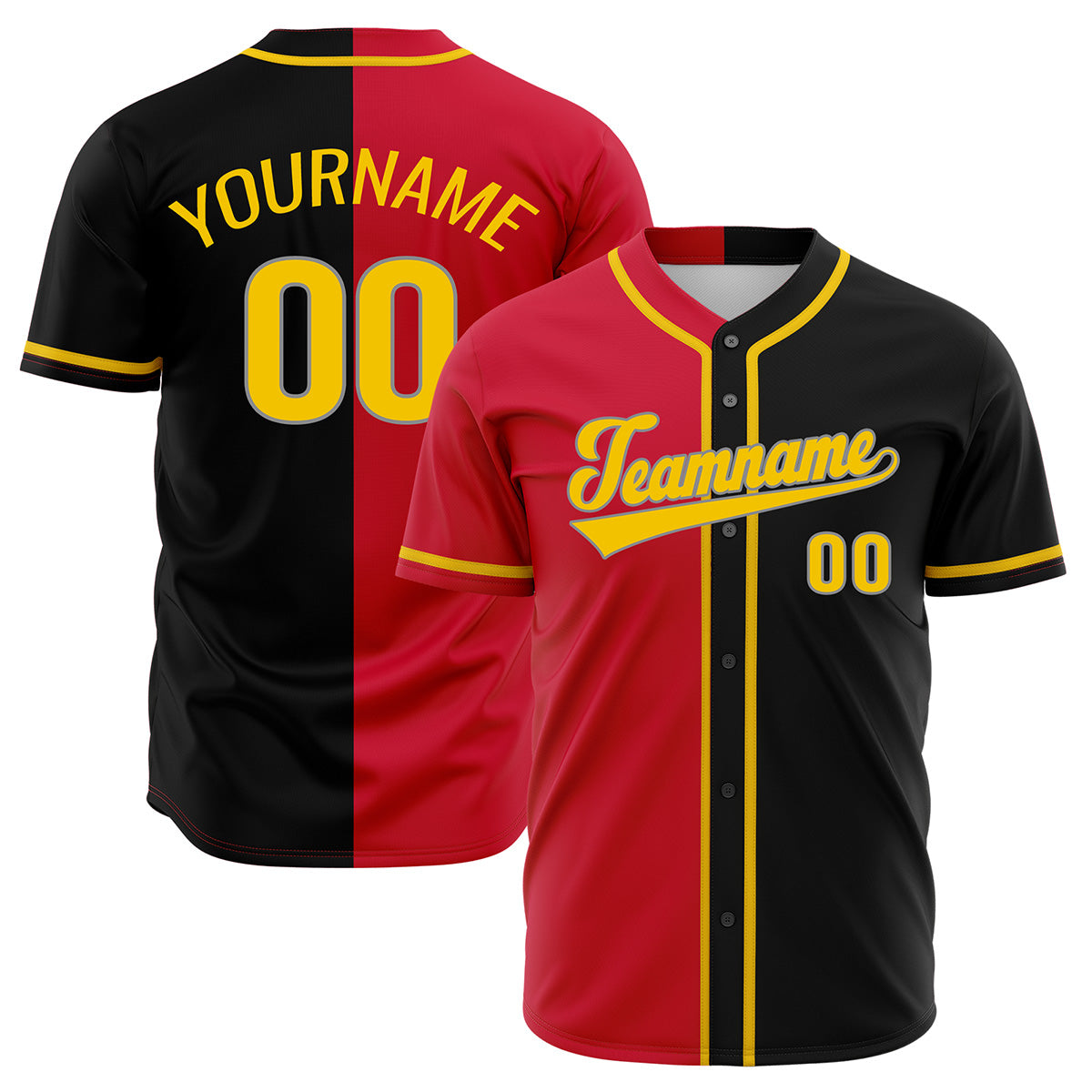Custom Red Black Hip Hop Baseball Jersey Stitched Printed - Personalized Name Number Shirts #BB-0919-0088