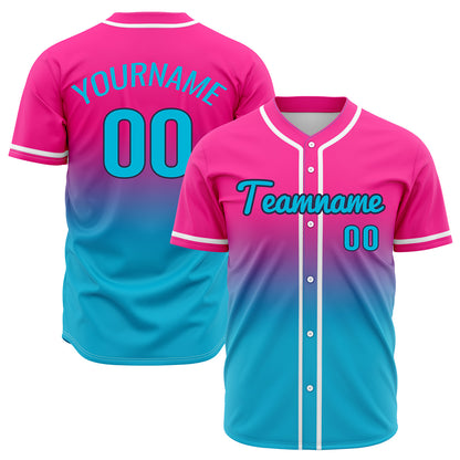 Custom Pink Cyan Hip Hop Baseball Jersey Stitched Printed - Personalized Name Number Shirts #BB-0919-0083