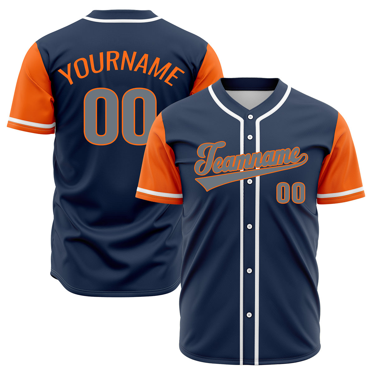 Custom Dark Blue Orange Hip Hop Baseball Jersey Stitched Printed - Personalized Name Number Shirts #BB-0919-0053