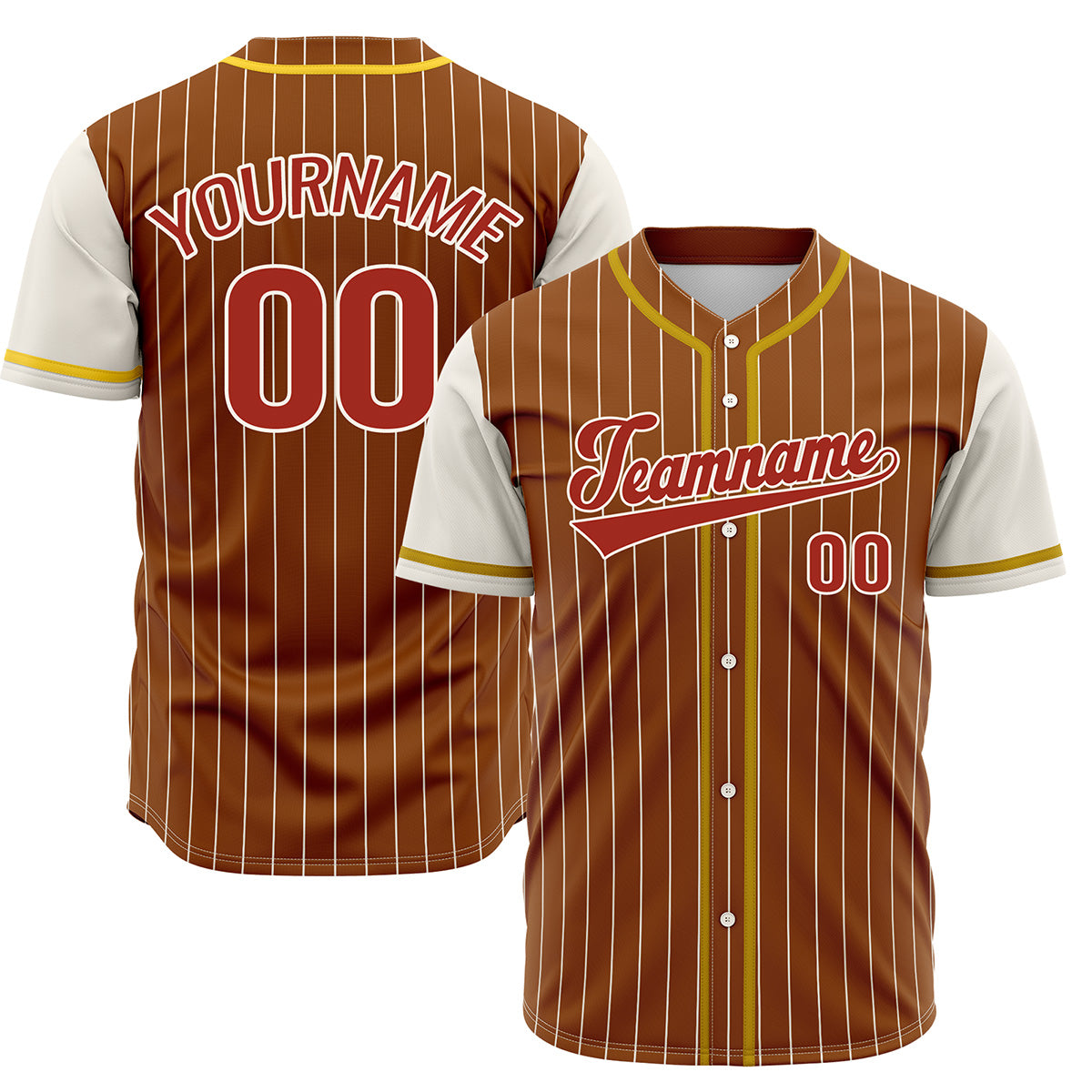 Custom Brown Off White Hip Hop Baseball Jersey Stitched Printed - Personalized Name Number Shirts #BB-0919-0045