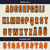 Custom Navy Orange Letterman Varsity Jacket Personalized Embroidery Printing