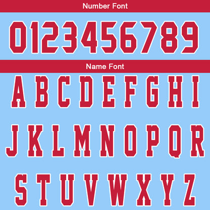 Custom Light Blue Red Reversible Basketball Suit for Adults and Kids Personalized Jersey