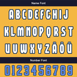 Custom Navy Yellow Letterman Varsity Jacket Personalized Embroidery Printing