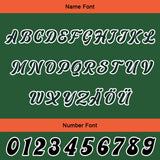 Custom Green Orange Letterman Varsity Jacket Personalized Embroidery Printing
