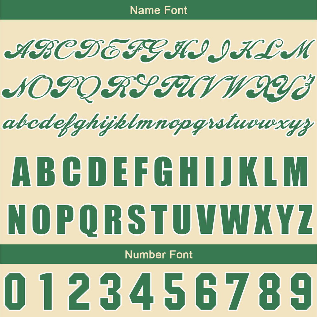 Custom Beige Green Baseball Jersey Print Personalized Name, Number and Logo