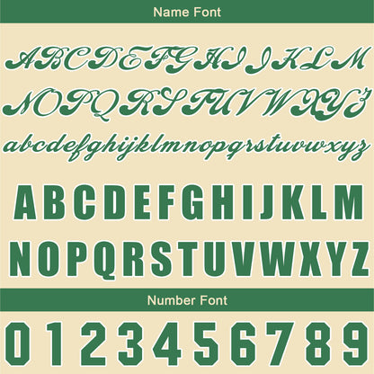 Custom Beige Green Baseball Jersey Print Personalized Name, Number and Logo