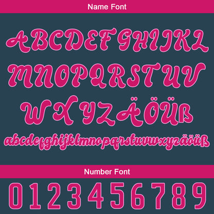 Custom Dark Blue Bright Pink Baseball Jersey Personalized Gradient Team Uniforms Shirt with Name Number
