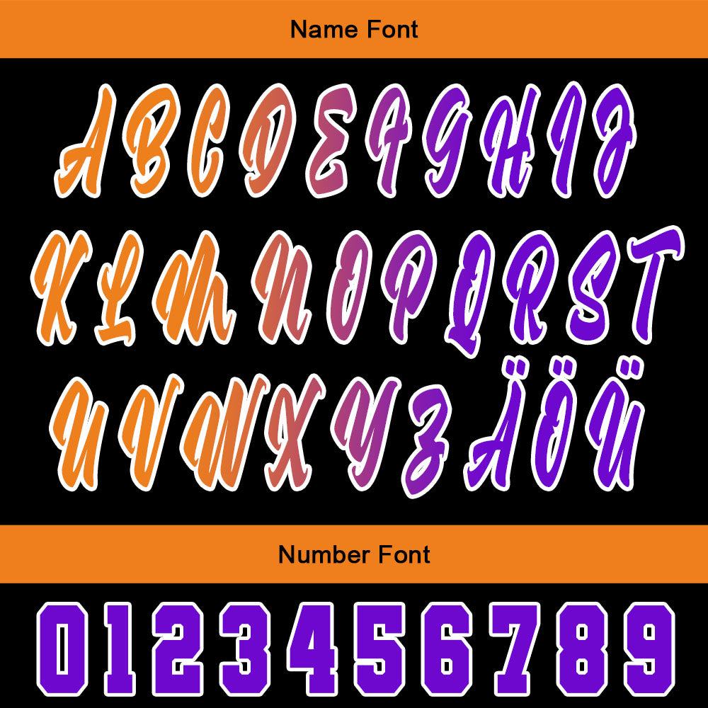 Custom Orange Purple Baseball Jersey Personalized Gradient Team Uniforms Shirt with Name Number