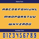 Custom Navy Yellow Letterman Varsity Jacket Personalized Embroidery Printing