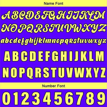 Custom Purple Yellow Button Down Baseball Jersey for Men Women Adult Youth Print Name Number Logo