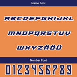 Custom Navy Orange Letterman Varsity Jacket Personalized Embroidery Printing