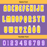 Custom Purple Yellow Letterman Varsity Jacket Personalized Embroidery Printing