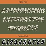 Custom Olive Green Orange Letterman Varsity Jacket Personalized Embroidery Printing