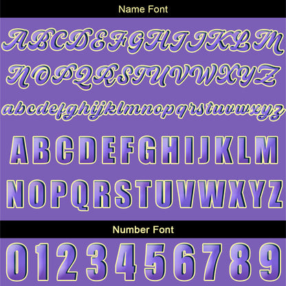 Custom Yellow Purple Baseball Jersey Print Personalized Name, Number and Logo