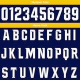 Custom Navy Yellow Football Gradient Polo Shirts  Add Your Unique Logo/Name/Number