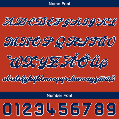 Custom Orange Navy Baseball Jersey Personalized Gradient Team Uniforms Shirt with Name Number
