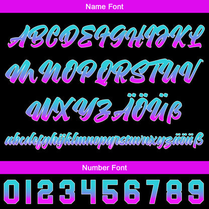Custom Black Bright Purple Lakes Blue Baseball Jersey Personalized Gradient Team Uniforms Shirt with Name Number