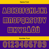 Custom Purple Yellow Letterman Varsity Jacket Personalized Embroidery Printing