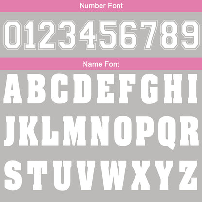 Custom Grey Pink Football Gradient Polo Shirts  Add Your Unique Logo/Name/Number
