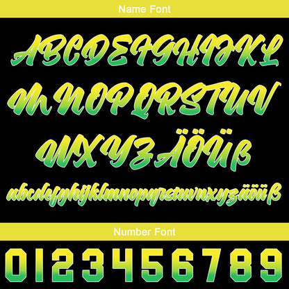 Custom Black Yellow Green Baseball Jersey Personalized Gradient Team Uniforms Shirt with Name Number