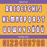 Custom Purple Yellow Letterman Varsity Jacket Personalized Embroidery Printing