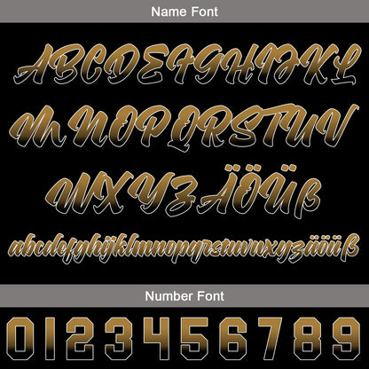 Custom Black Old Gold Baseball Jersey Personalized Gradient Team Uniforms Shirt with Name Number
