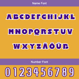 Custom Purple Yellow Letterman Varsity Jacket Personalized Embroidery Printing