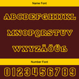 Custom Burgundy Yellow Letterman Varsity Jacket Personalized Embroidery Printing
