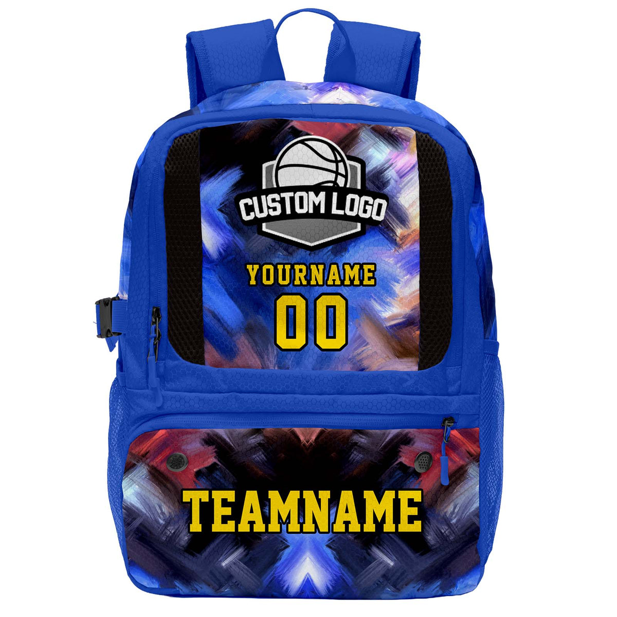 Custom Blue Basketball Soccer Backpack Personalized Player Names - Numbers & Team Logo #150-BP-0914-0012