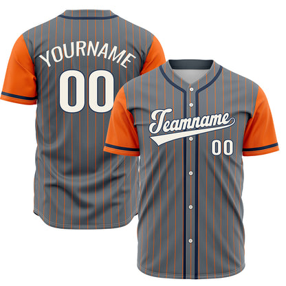 Custom Gray Orange Hip Hop Baseball Jersey Stitched Printed - Personalized Name Number Shirts #BB-0919-0062