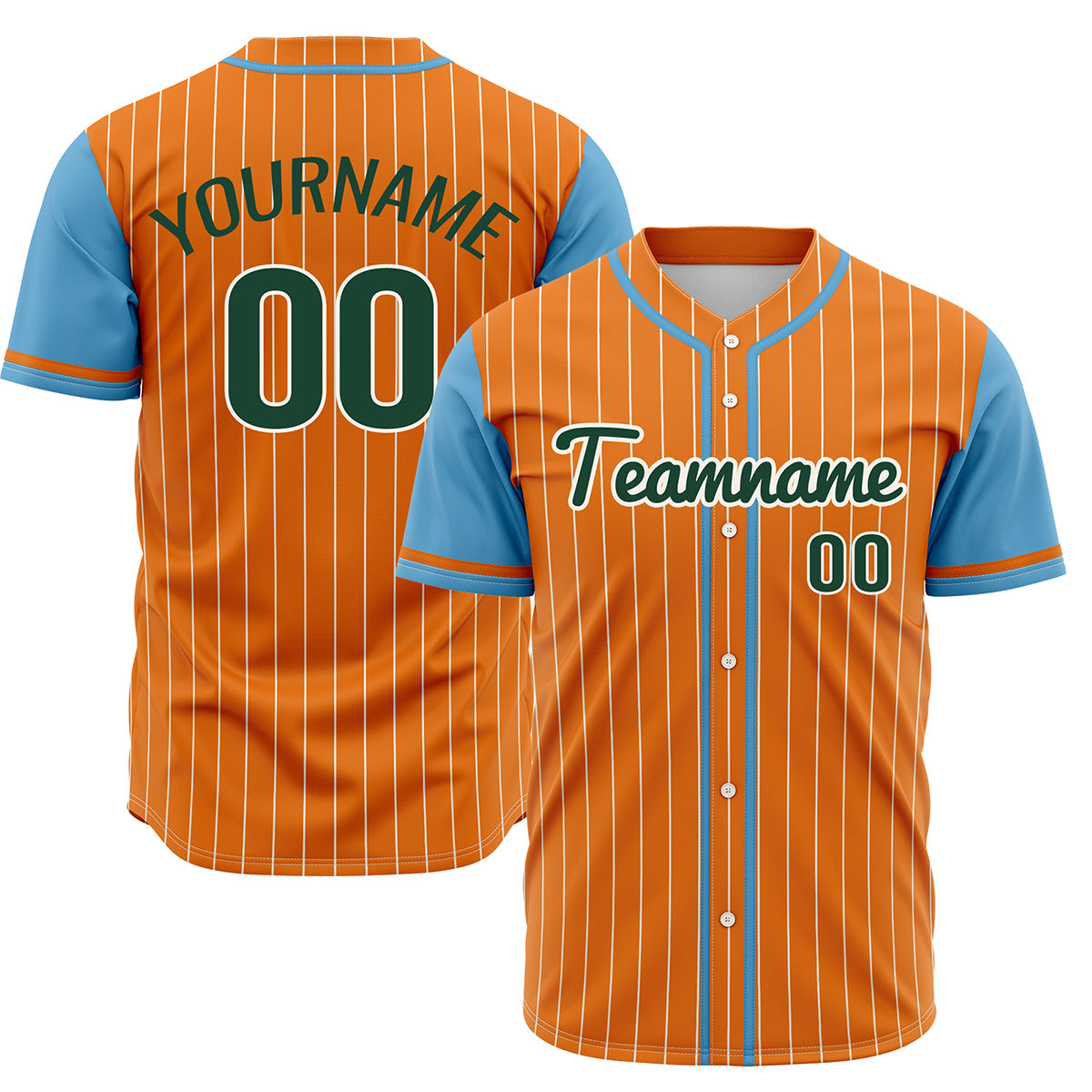 Custom Orange Light Blue Hip Hop Baseball Jersey Stitched Printed - Personalized Name Number Shirts #BB-0919-0078