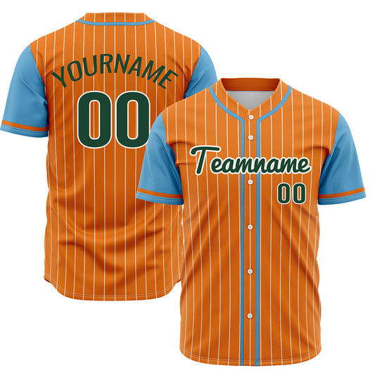 Custom Orange Light Blue Hip Hop Baseball Jersey Stitched Printed - Personalized Name Number Shirts #BB-0919-0078