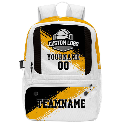 Custom Yellow Black Basketball Soccer Backpack Personalized Player Names - Numbers & Team Logo #150-BP-0914-0035