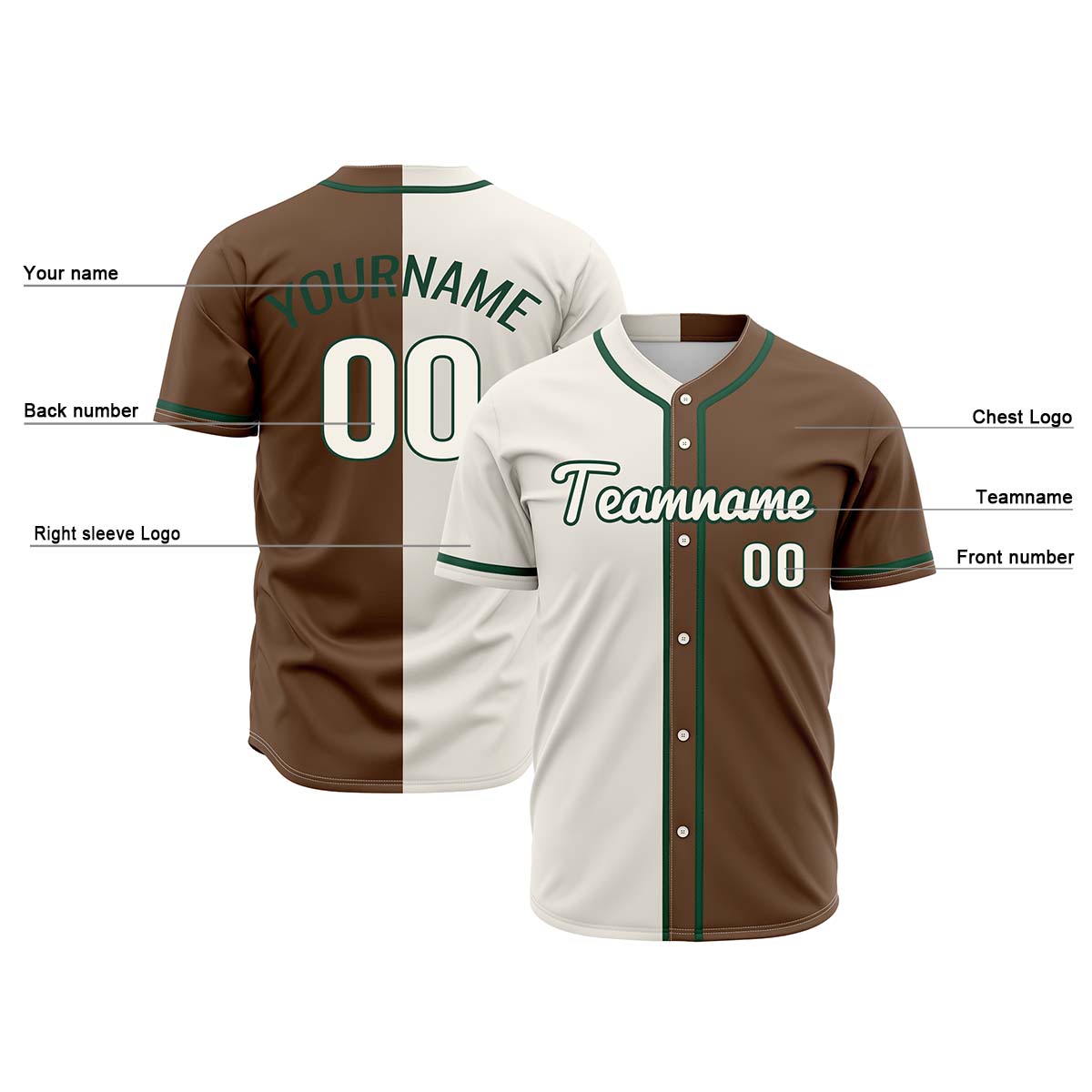 Custom Brown Off White Hip Hop Baseball Jersey Stitched Printed - Personalized Name Number Shirts #BB-0919-0044