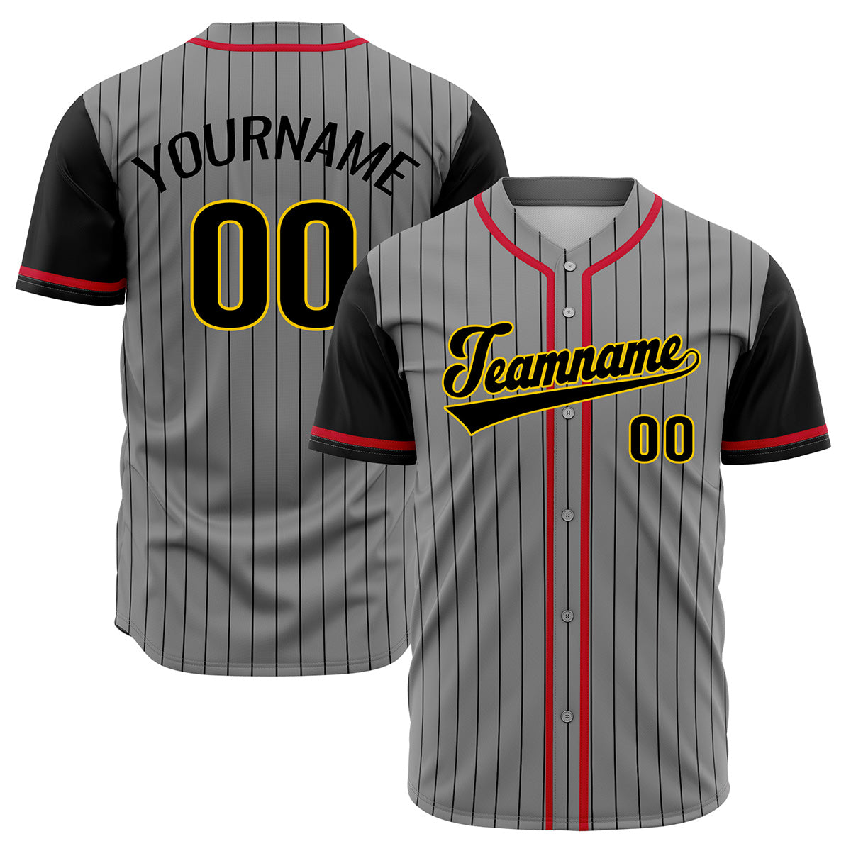 Custom Gray Black Hip Hop Baseball Jersey Stitched Printed - Personalized Name Number Shirts #BB-0919-0059