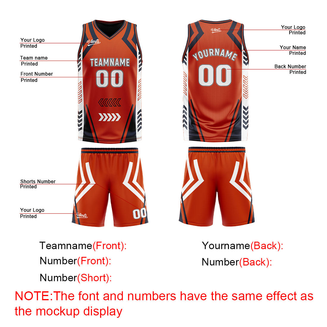 Custom Orange Navy Reversible Basketball Suit for Adults and Kids Personalized Jersey