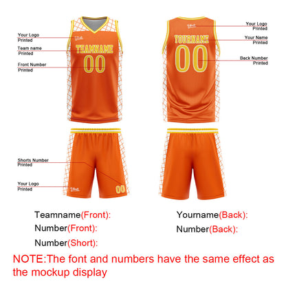 Custom Orange Yellow Basketball Jersey Uniform Suit Printed Your Logo Name Number
