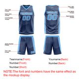 Custom Navy Light Blue Reversible Basketball Suit for Adults and Kids Personalized Jersey