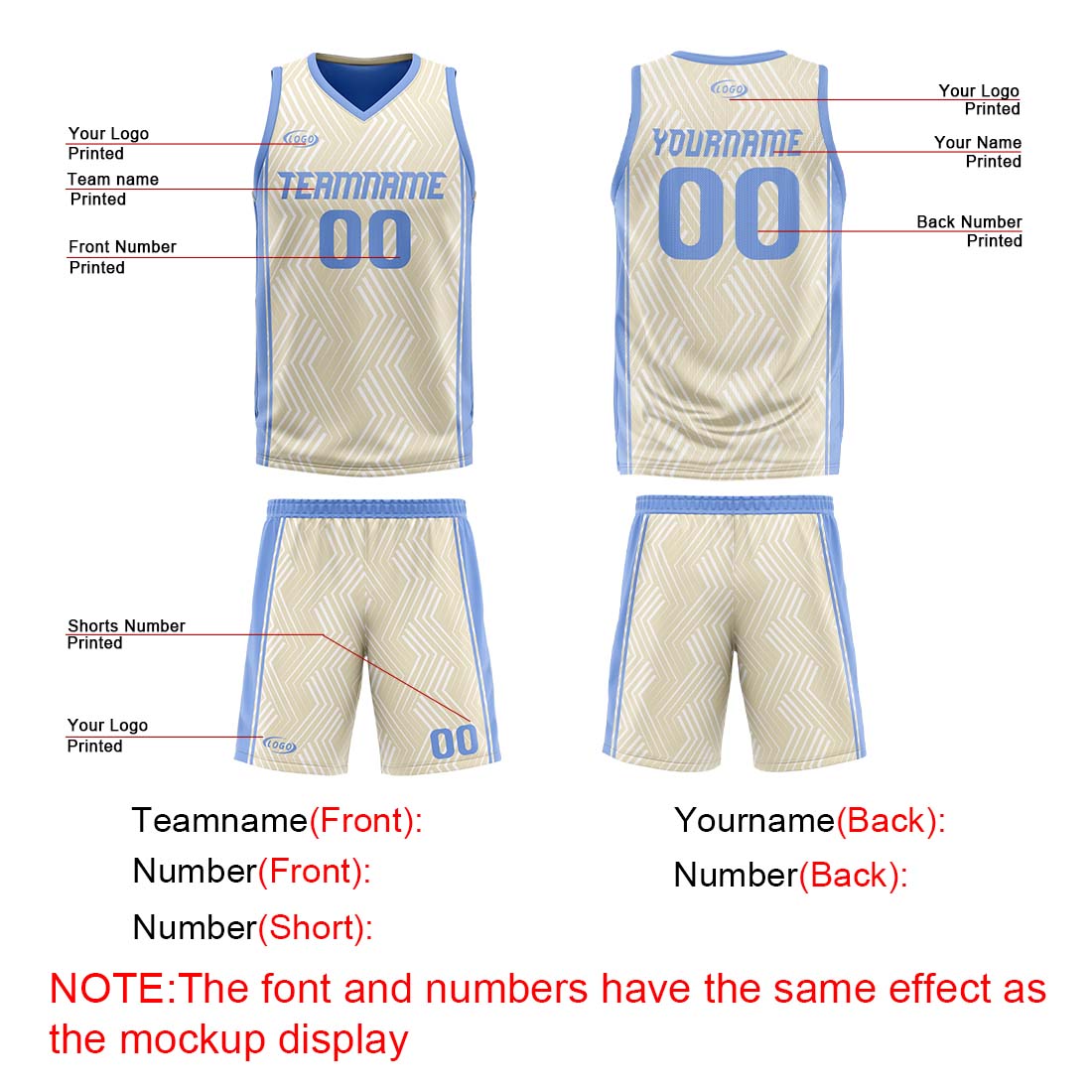 Custom Cream Blue Reversible Basketball Suit for Adults and Kids Personalized Jersey