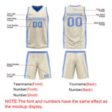 Custom Cream Blue Reversible Basketball Suit for Adults and Kids Personalized Jersey