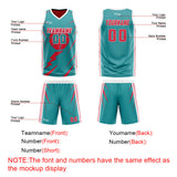Custom Cyan Red Reversible Basketball Suit for Adults and Kids Personalized Jersey