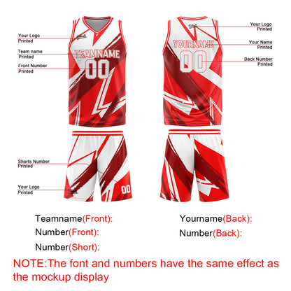 Custom Red White Basketball Jersey Uniform Suit Printed Your Logo Name Number