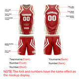 Custom Red Cream Reversible Basketball Suit for Adults and Kids Personalized Jersey