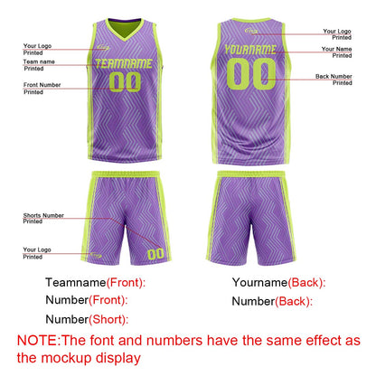 Custom Purple Light Green Reversible Basketball Suit for Adults and Kids Personalized Jersey